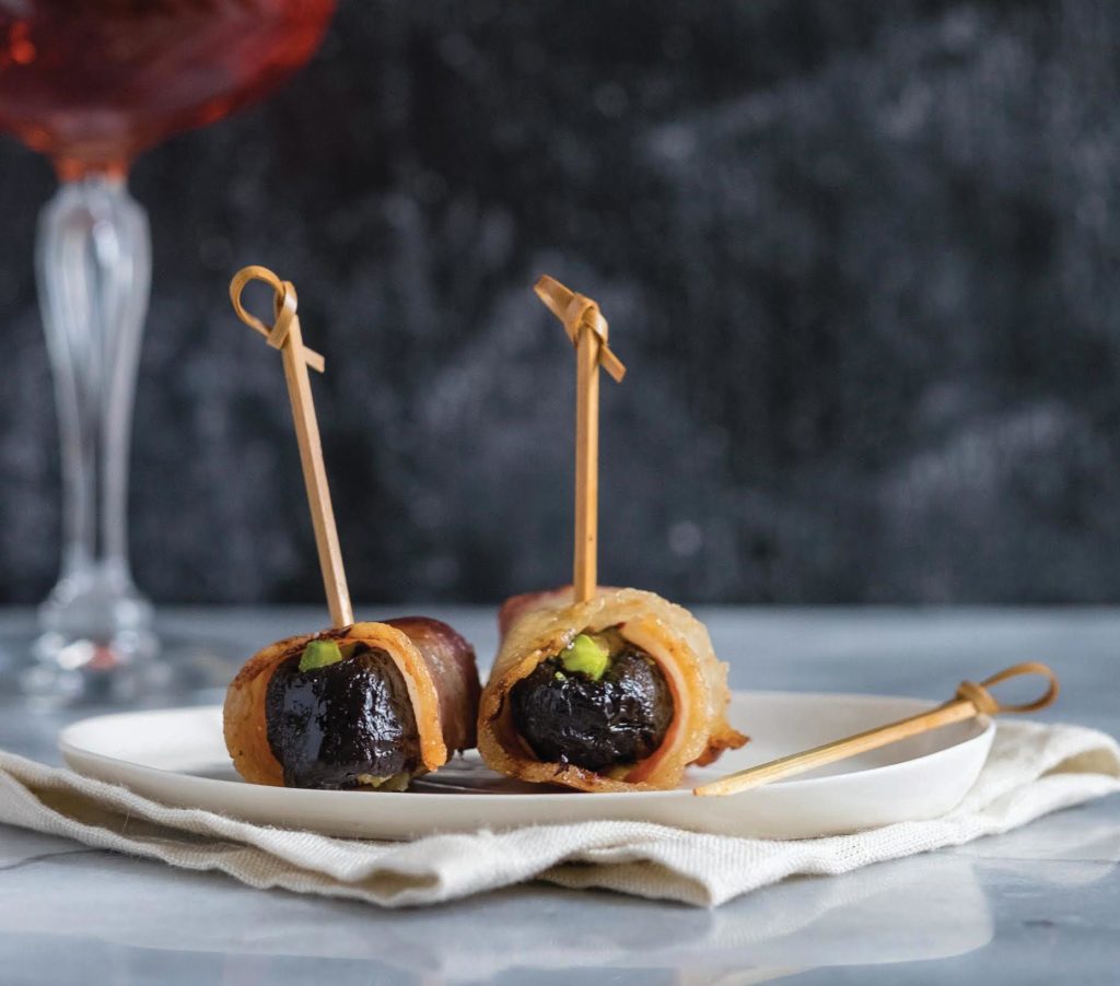 Sponsored Recipe: Bacon-Wrapped D'Noir Prunes with Pistachios and Manchego
