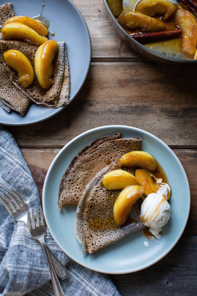 Gluten-Free Buckwheat Crepes with Cider-Glazed Apples