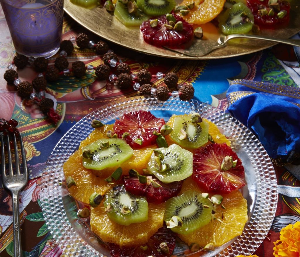 Blood Orange and Kiwi Fruit Salad with Pistachios and Rose Water Recipe