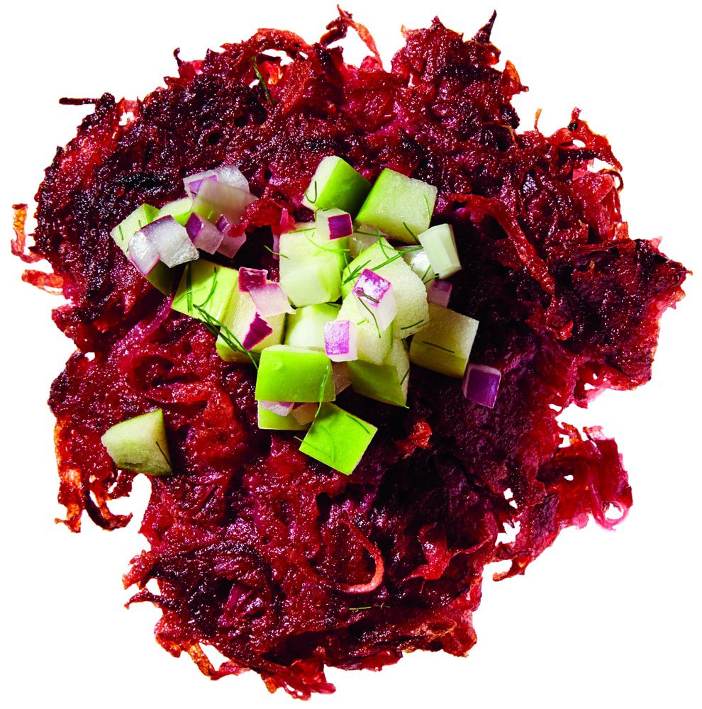 Gluten-Free Beet Latkes with Green Apple and Fennel Relish