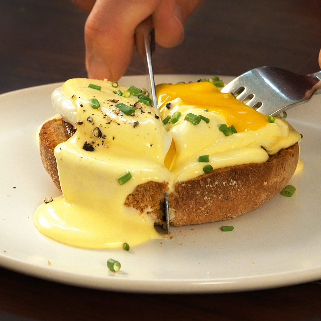 Gluten-Free Eggs Benedict with Easy Blender Hollandaise Sauce Recipe {sponsored}