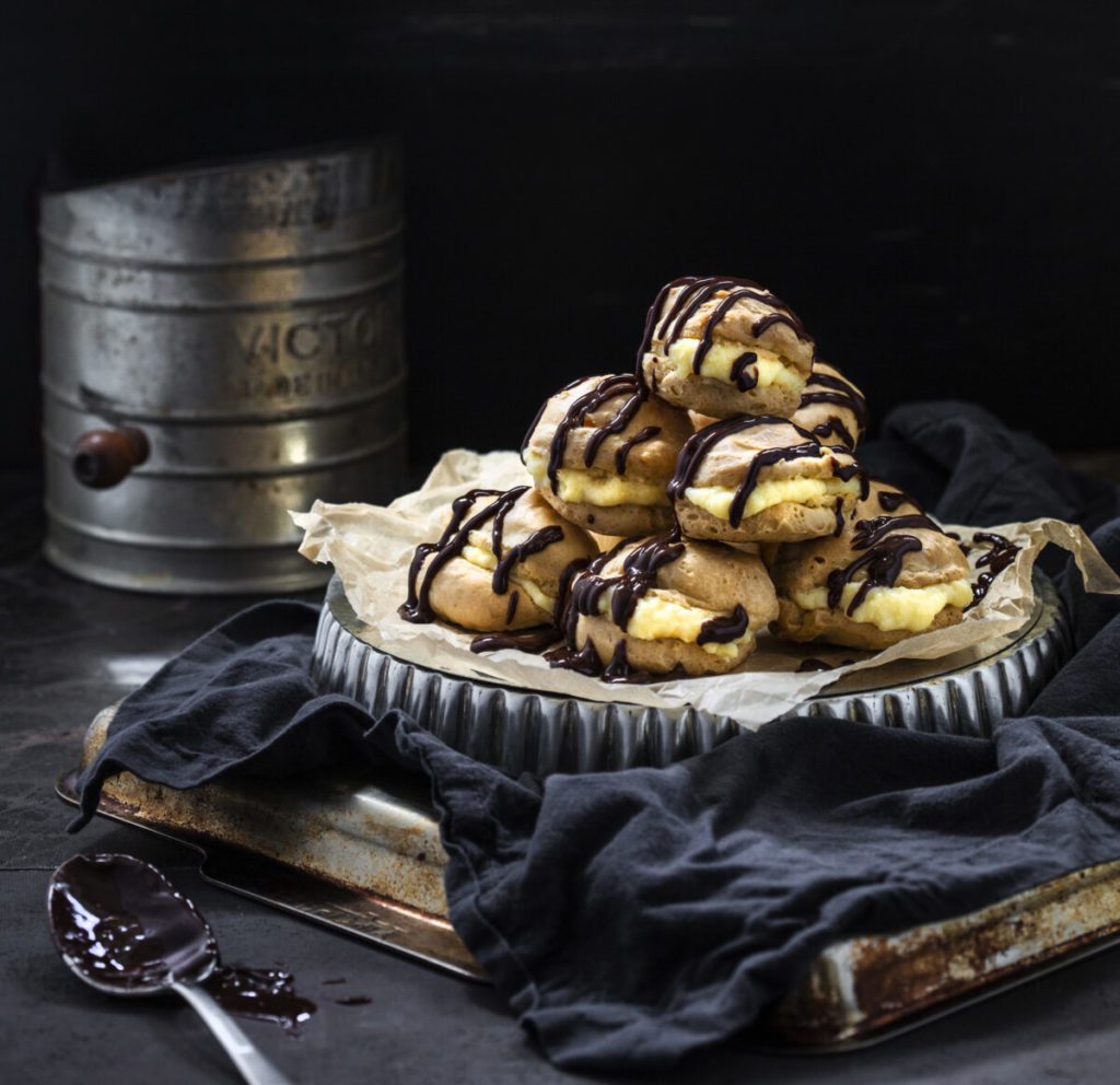 Cream Puffs with Vanilla Pastry Cream and Chocolate Ganache Gluten-Free Recipe