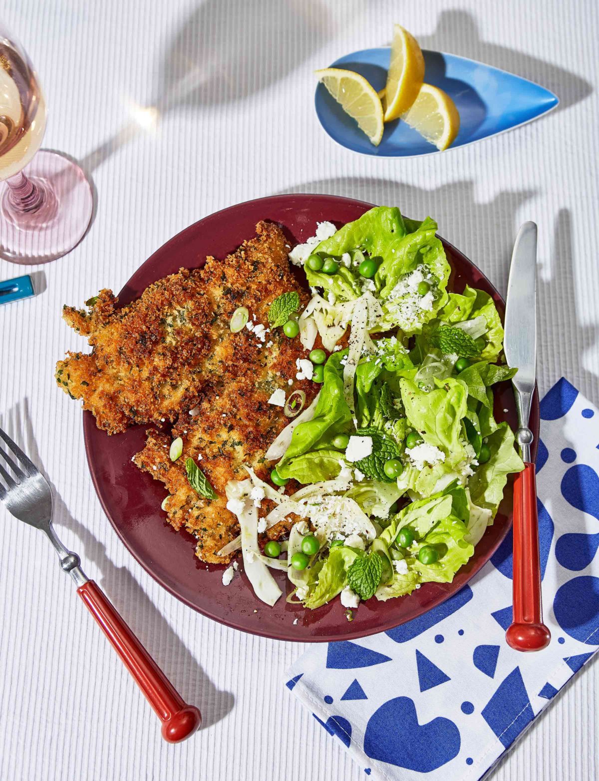 Chicken Milanese and Green Salad with Fresh Herb Dressing
