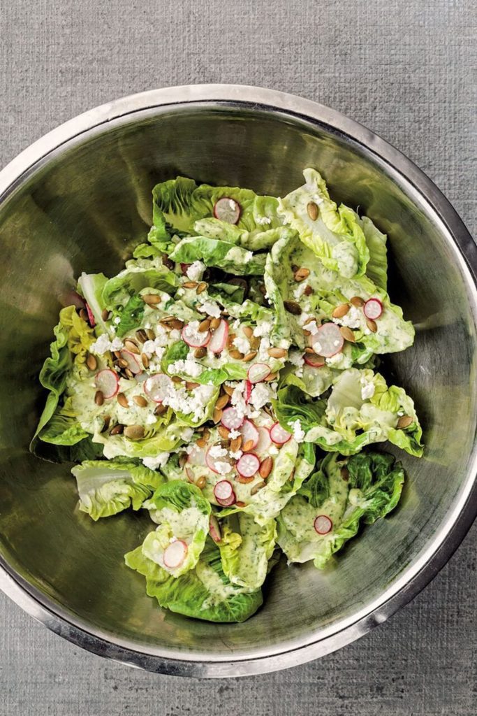 Little Gem Salad with Radishes, Pepitas, and Green Goddess Dressing Gluten-Free Recipe