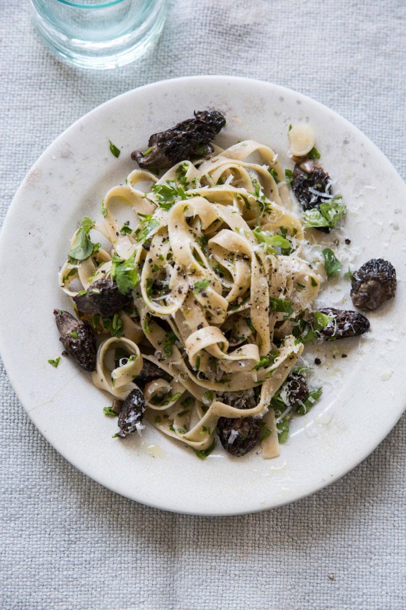 Pasta with Cream Sauce and Morels