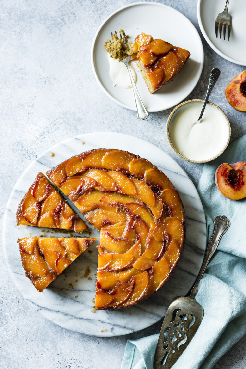 Brown Sugar Peach Upside-Down Cake Gluten-Free Recipe
