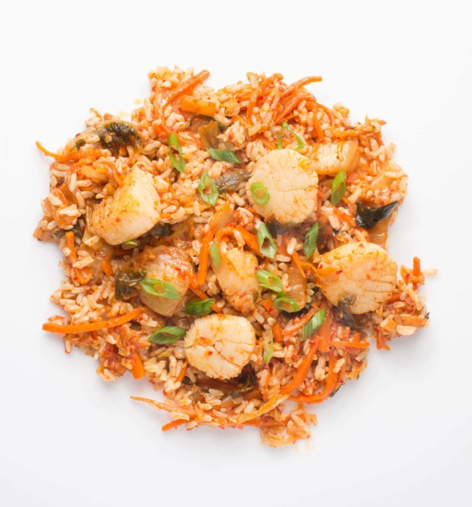Gluten-Free Fried Rice with Scallops and Kimchi