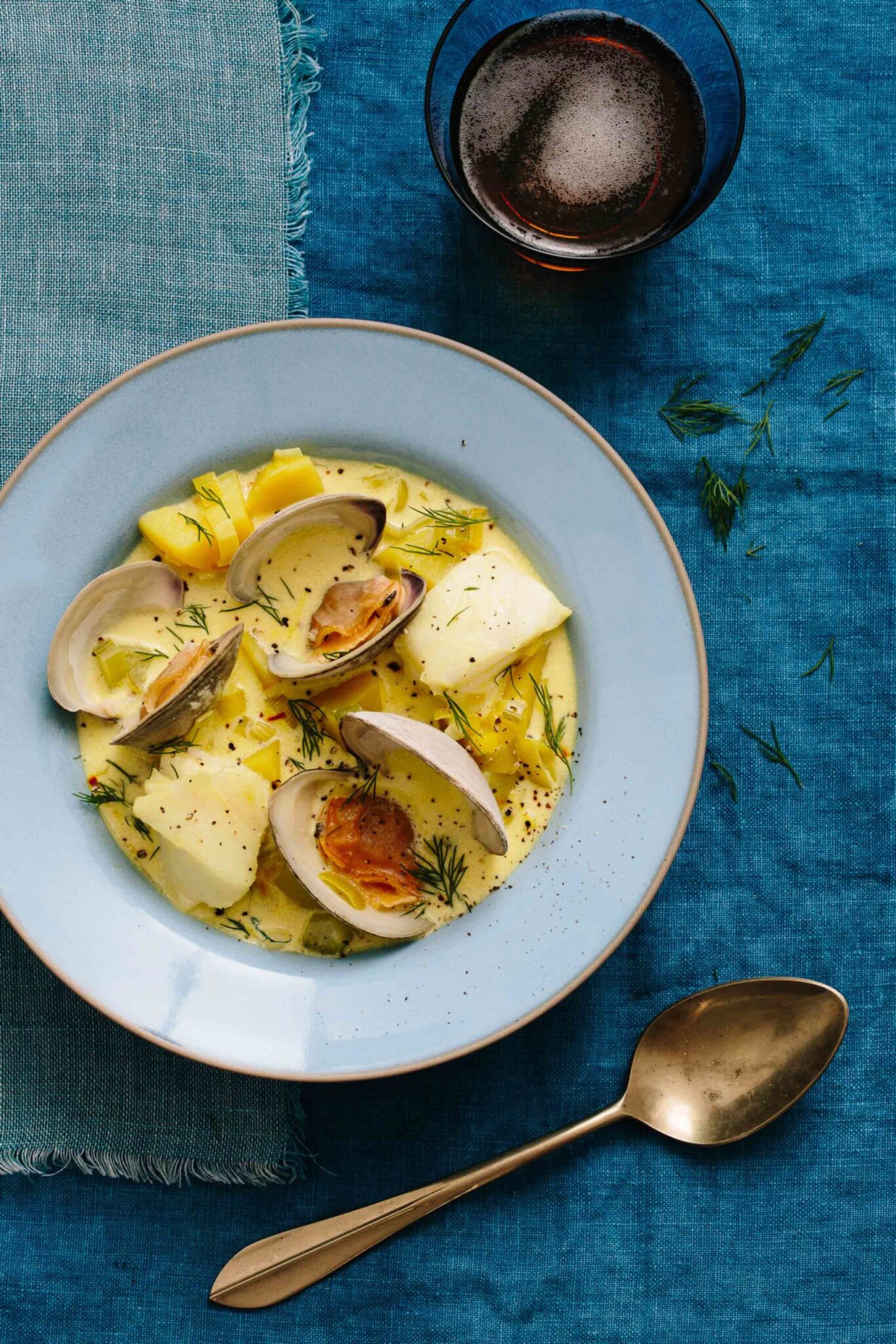 classic gluten-free saffron seafood chowder recipe with clams and cod