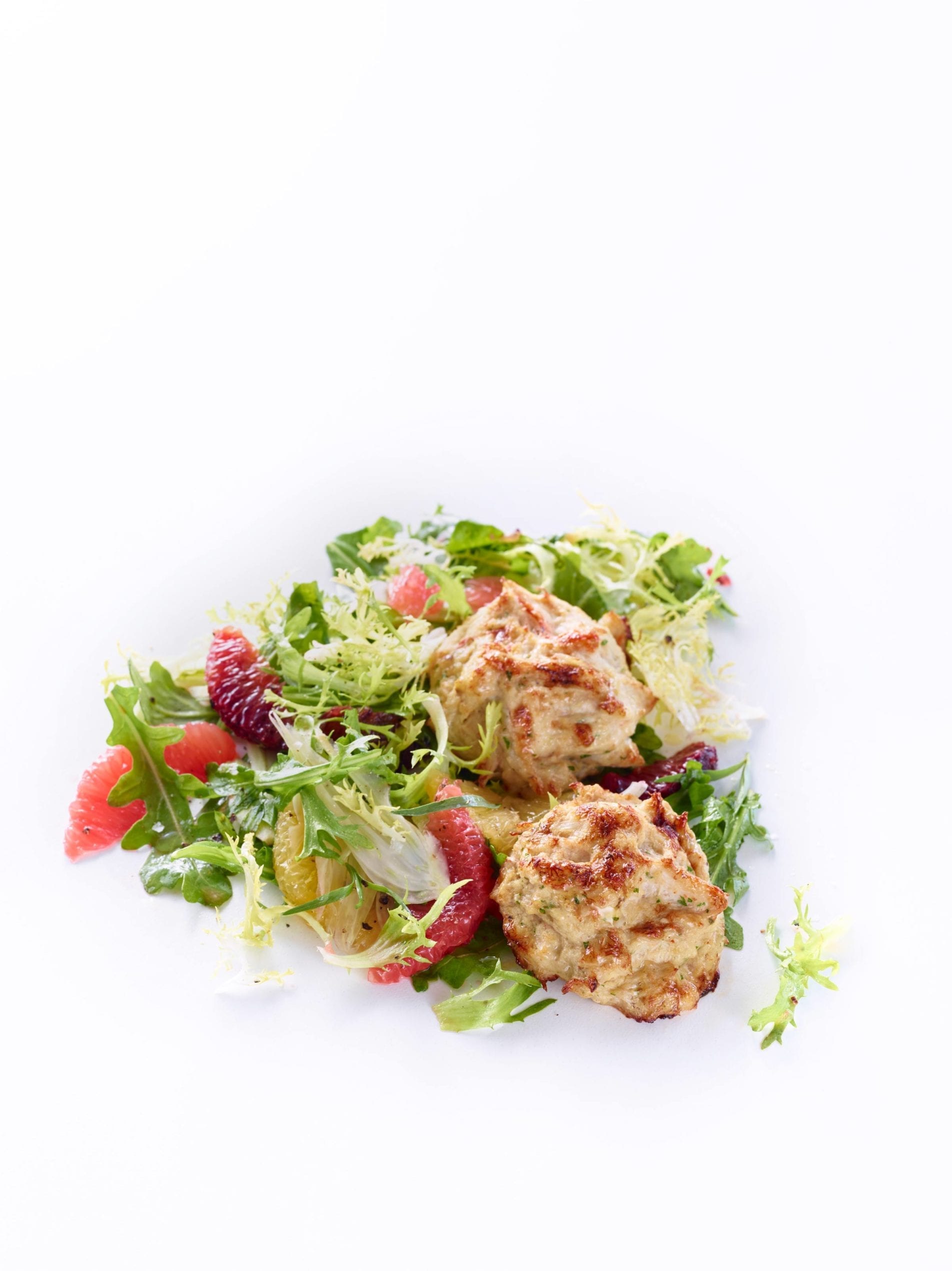 Gluten Free Crab Cakes Crab Cakes with Citrus, Baby Arugula, and