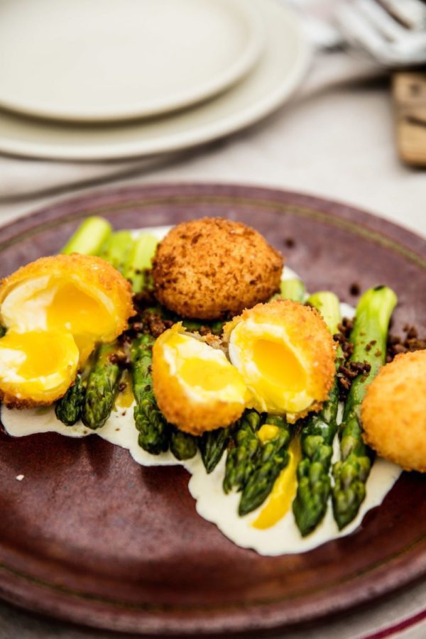 gluten free scotch eggs crispy soft boiled eggs and olive oil poached