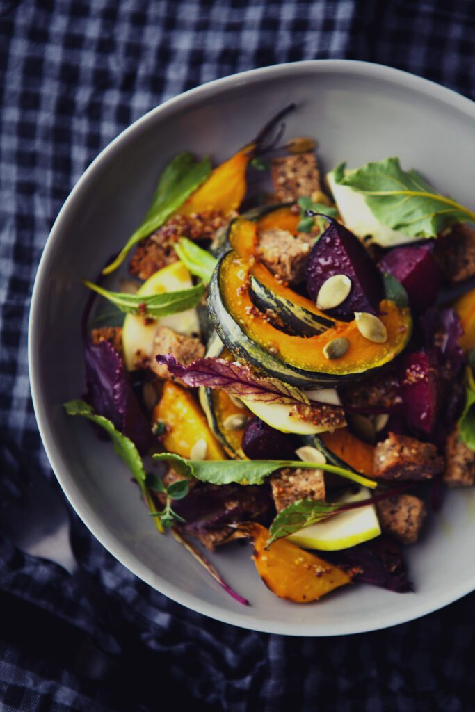 Herbed Panzanella Salad with Roasted Squash and Beets Gluten-Free Recipe