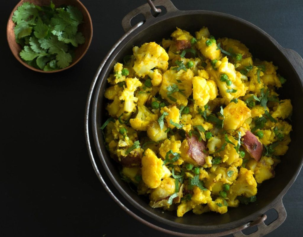 Gluten-Free Indian-Spiced Cauliflower, Potatoes, and Peas Recipe