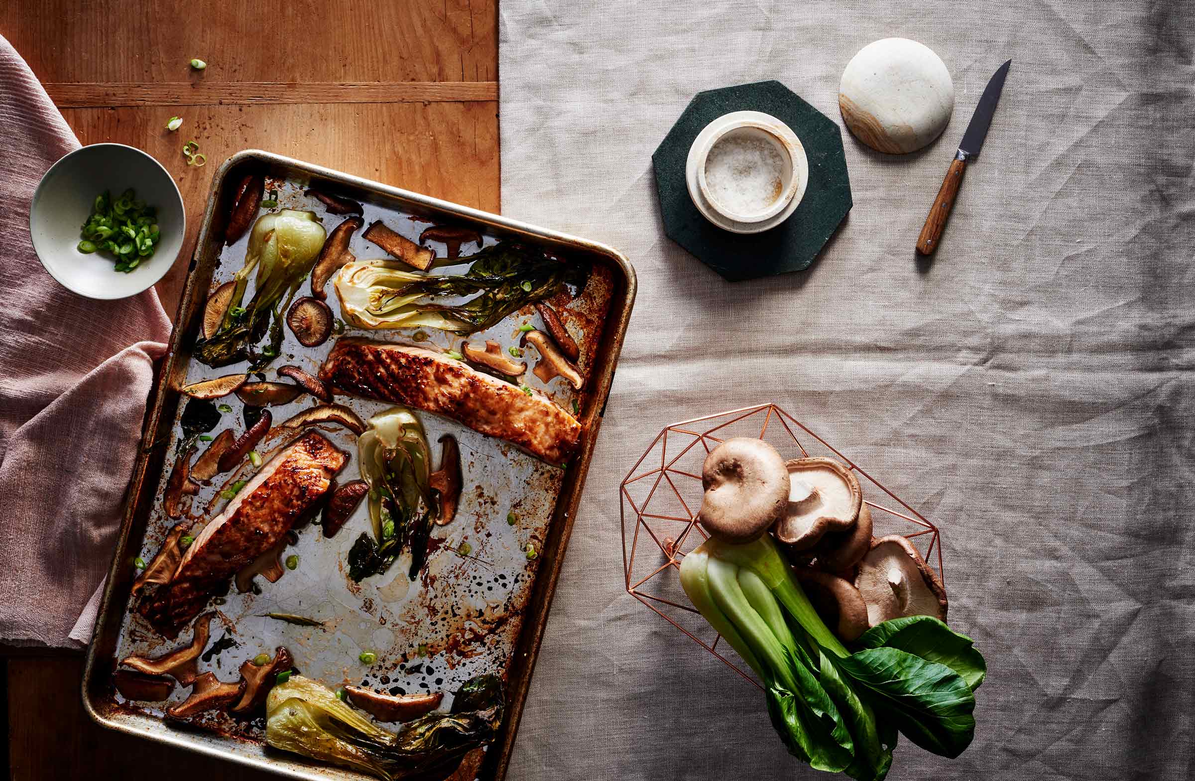 Mirin-Glazed-Salmon-Roasted-Bok-Choy-and-Shiitake-Mushrooms | GFF Magazine