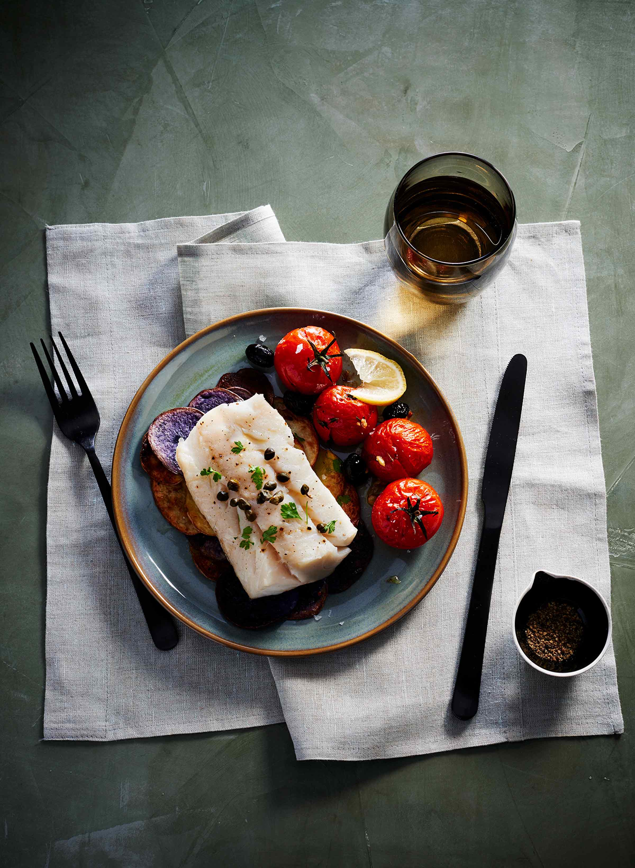 Roasted-Cod-Potatoes-and-Tomatoes | GFF Magazine