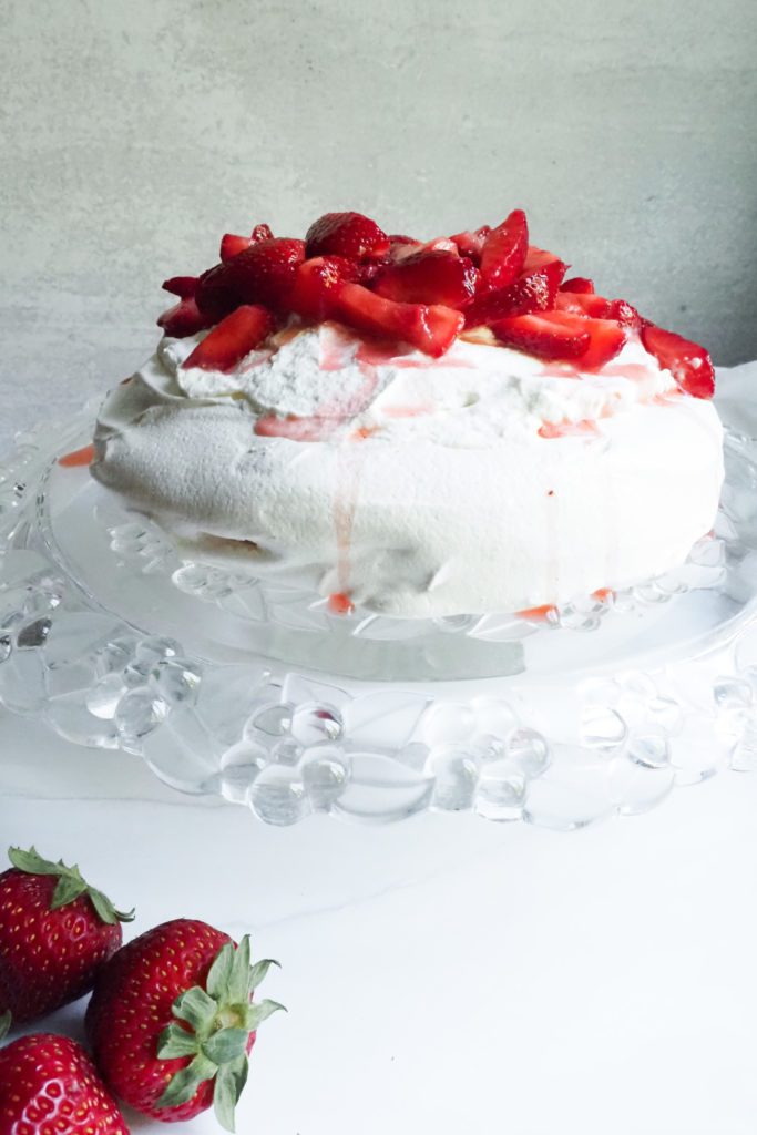 Pavlova with Strawberries and Whipped Cream (a Naturally Gluten Free Dessert)