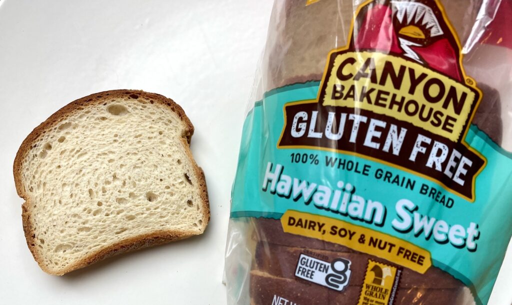 Canyon Bakehouse Hawaiian Sweet gluten-free bread in regular packaging